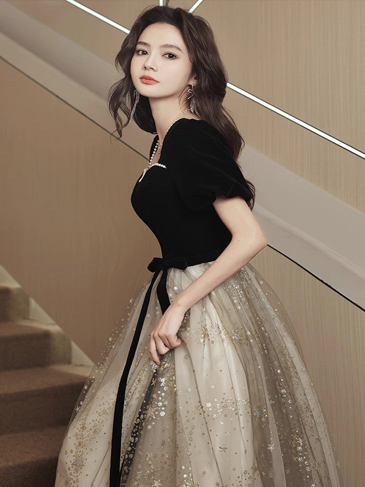 ZAYVORE French Luxury Black Evening Dress | Elegant Mesh Ceremony Dress