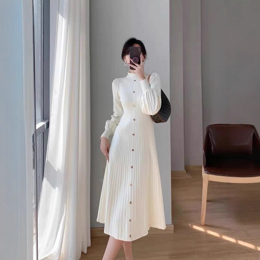 ZAYVORE Knitted Mock Neck Midi Dress