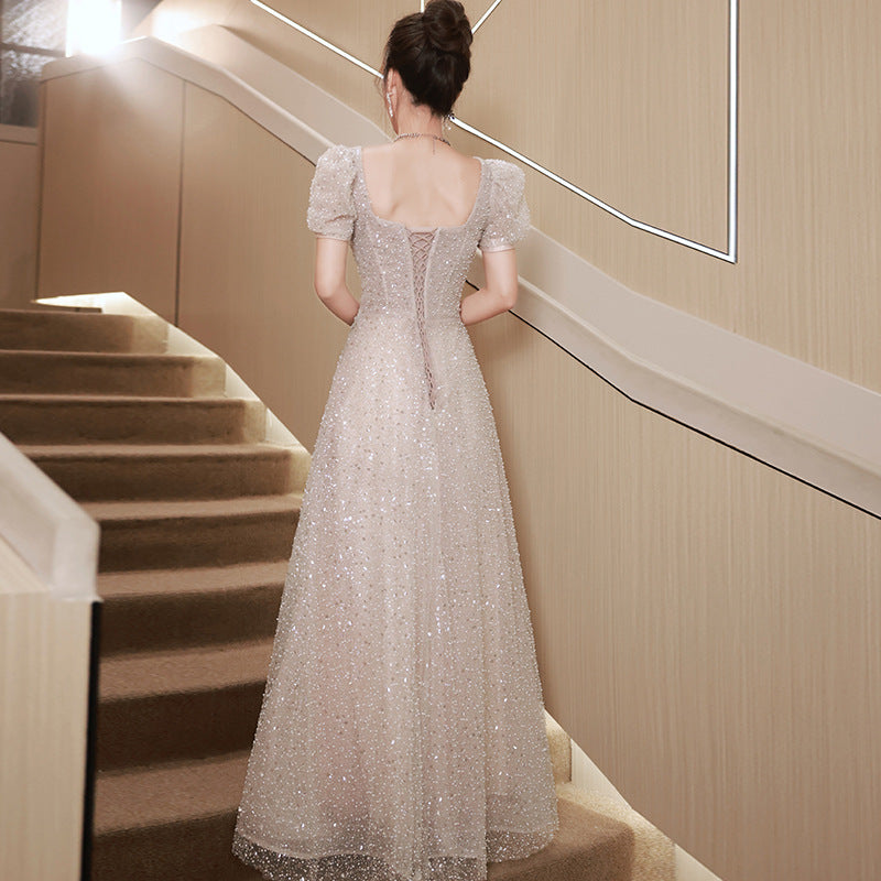 ZAYVORE Greige Sequin Evening Dress | Luxury Socialite Banquet Gown