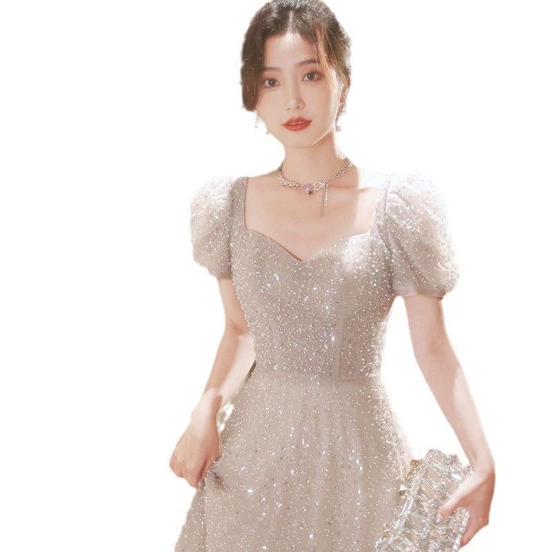 ZAYVORE Greige Sequin Evening Dress | Luxury Socialite Banquet Gown