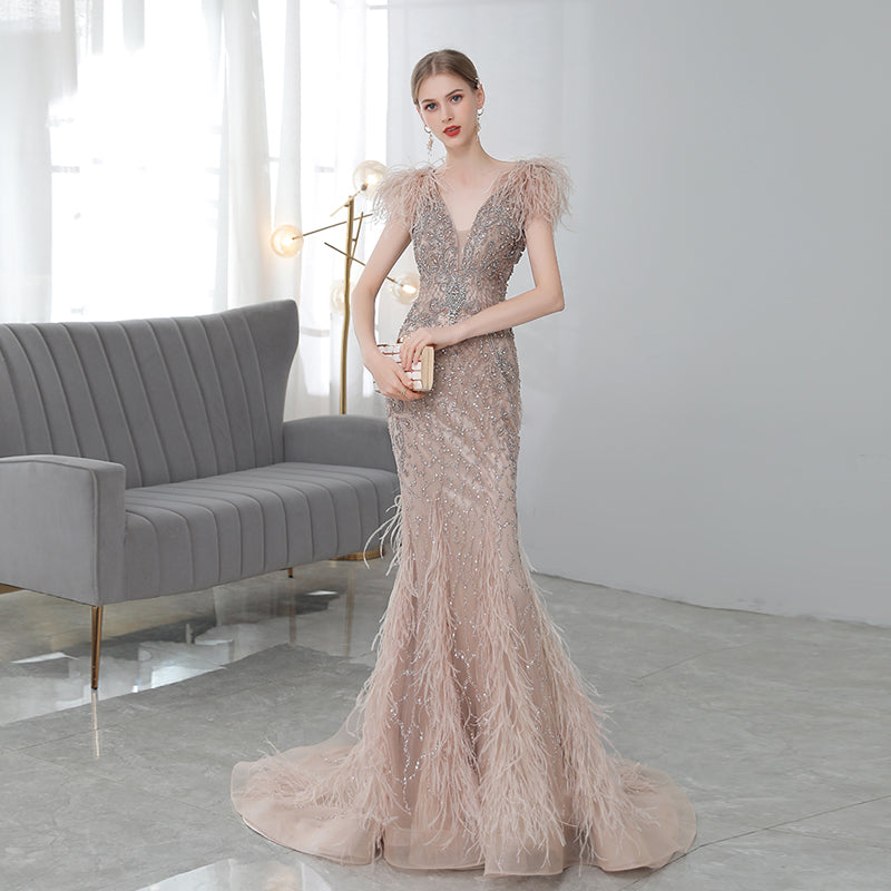 ZAYVORE Lotus Pink Fishtail Evening Gown | Luxury Princess Dress